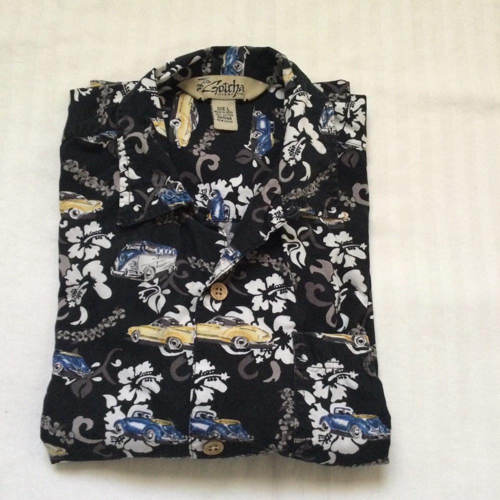 Gotcha VW Hawaiian Button Down Shirt Boys Large